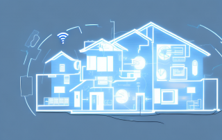 A modern smart home at dusk