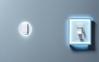 A smart light switch integrated into a modern home interior