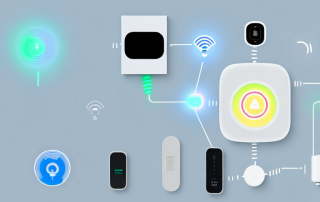 A modern home filled with various smart home devices such as a smart thermostat