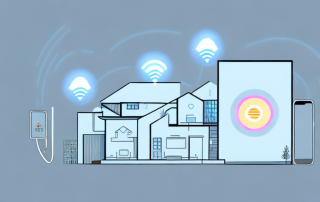 A modern home equipped with various smart devices such as automated lighting