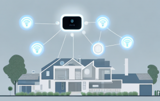 A modern home filled with various smart devices like a smart thermostat