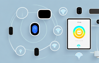 A modern home filled with various smart devices like a smart thermostat