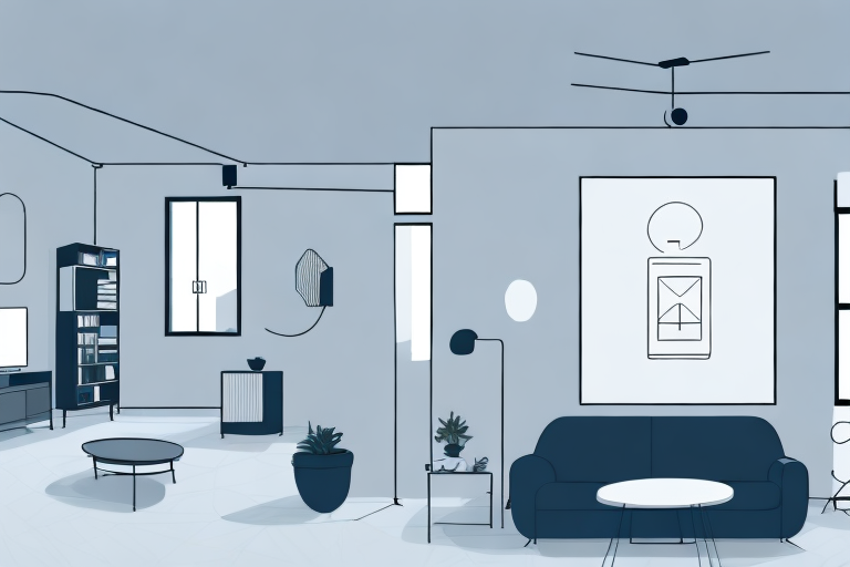 Several different types of motion detectors strategically placed in various rooms of a modern apartment