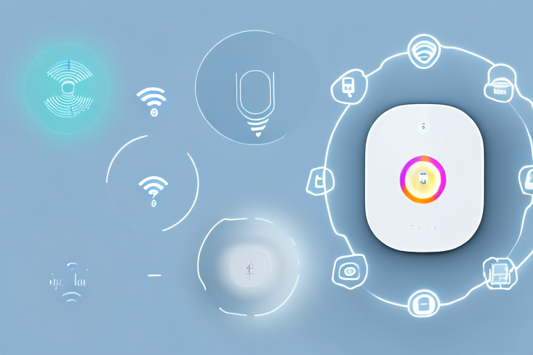 A variety of smart home devices like a smart thermostat