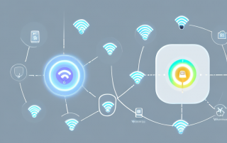 A modern home filled with various smart devices like a smart thermostat