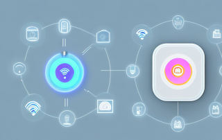 A smart home showcasing various digital devices like a smart thermostat