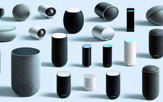 Several high-end smart speakers of different shapes and sizes