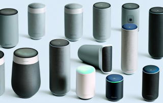 Several different models of smart speakers