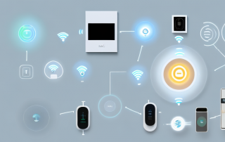 A modern home filled with various smart devices such as a smart thermostat