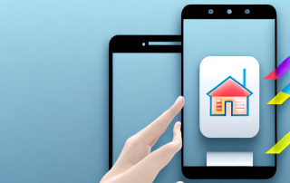 A smartphone with a home automation app interface on the screen