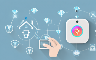 A modern smart home with various technological devices like a smart thermostat