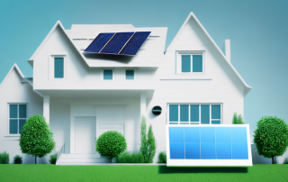 A modern smart house with various technological features like solar panels