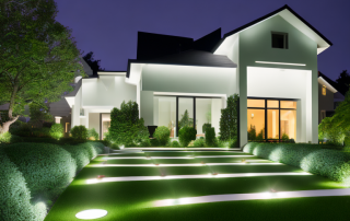 A modern house at night