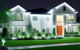 A modern house at night