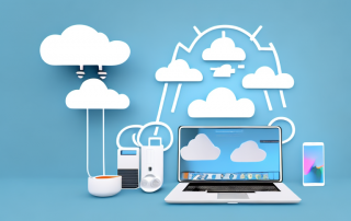 A modern home setup with various devices like a laptop