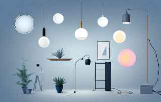 A room with various light sources like a table lamp