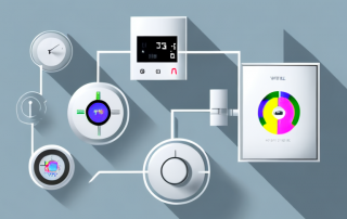 Various modern thermostats installed on the walls of a sleek
