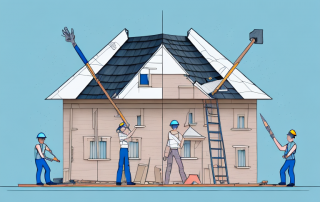 A house with its roof being replaced