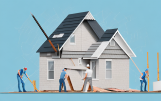 A house with its roof being replaced