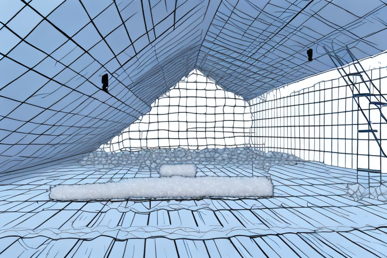 An attic under construction with visible insulation materials