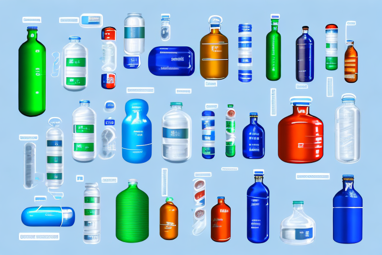 Various types of refrigerants in different colored containers
