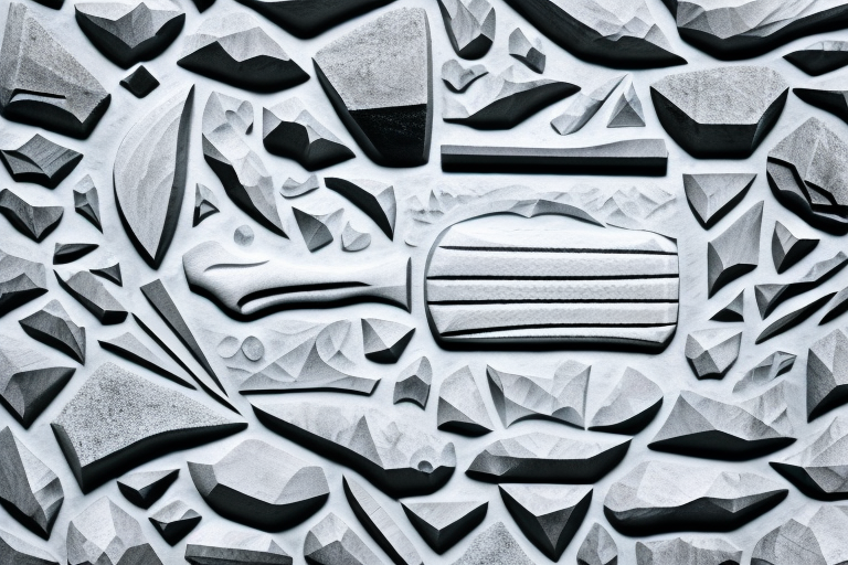 Various stone carving tools such as a mallet