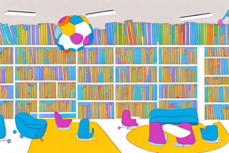 A colorful and cozy reading room in a kindergarten setting