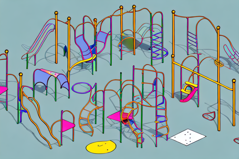 Various playground equipment like swings