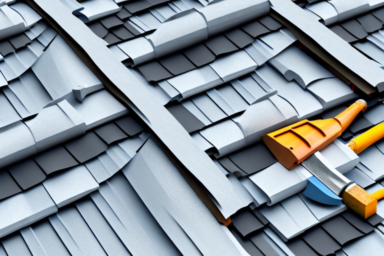 A variety of roofing tools and materials