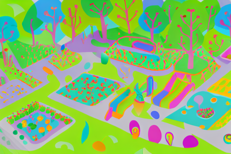 A vibrant and playful kindergarten garden
