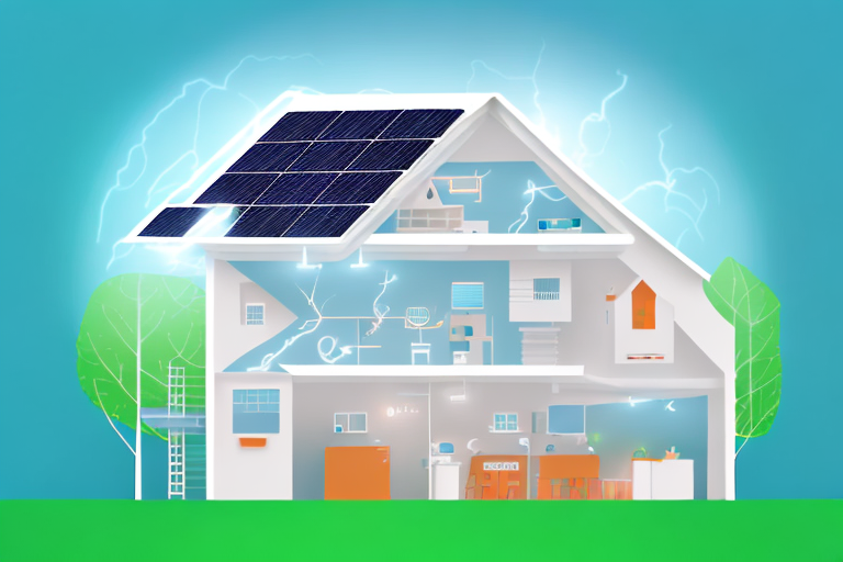 A house equipped with various energy-efficient solutions such as solar panels