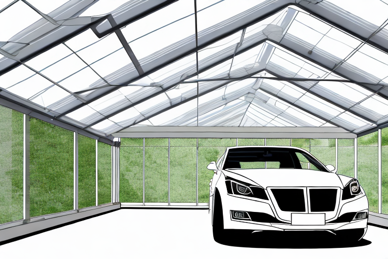 A carport with a glass roof
