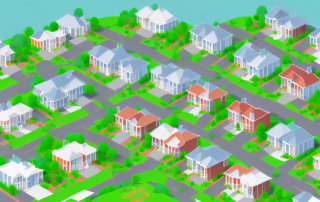 A neighborhood with various houses