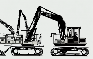 Various construction equipment like cranes