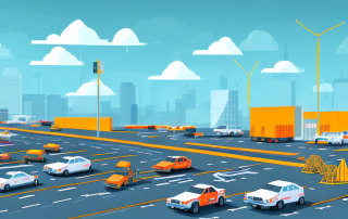 A highway maintenance depot with various tools and equipment