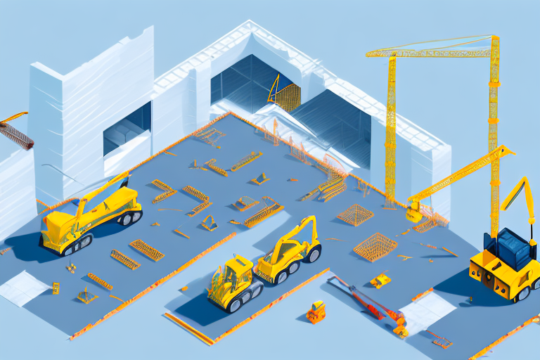 A construction site with various equipment like cranes