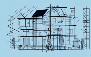 A house under construction with various tools like hammer