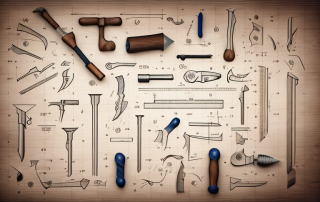 Various carpentry tools like a hammer
