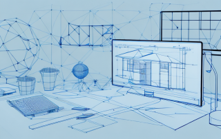 An architect's workspace showing a drafting table