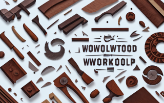 A variety of woodworking tools like a saw