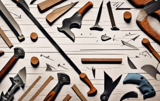 Various carpentry tools such as a hammer