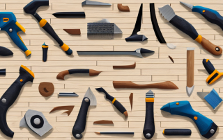 Various tools and equipment used by a parquet layer