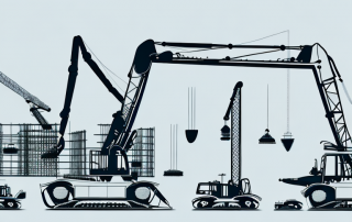 Various construction machinery like excavators