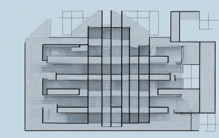 An architectural cross-section of a building