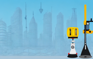 Modern surveying equipment such as a theodolite and gps devices on a construction site