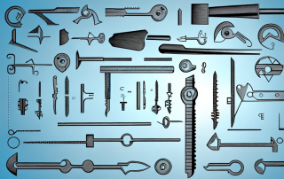 Various locksmith tools such as keys