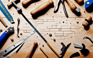 Various woodworking tools such as a hammer