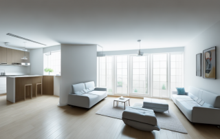 An open and spacious floor plan for a 180 square meter living area