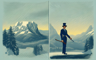 A traditional journeyman's walking stick and hat