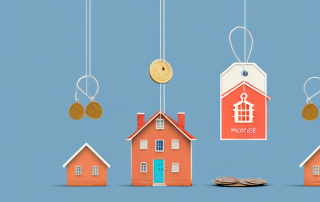 A single-family house with price tags hanging from the roof